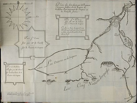Plan des fortifications de l’Ile-aux-noix, sur la rivière Richelieu, par Thomas Waker, vers 1760.