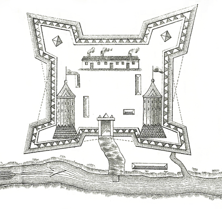 Plan du fort Saint-Jean sur la rivière Richelieu, vers 1750.